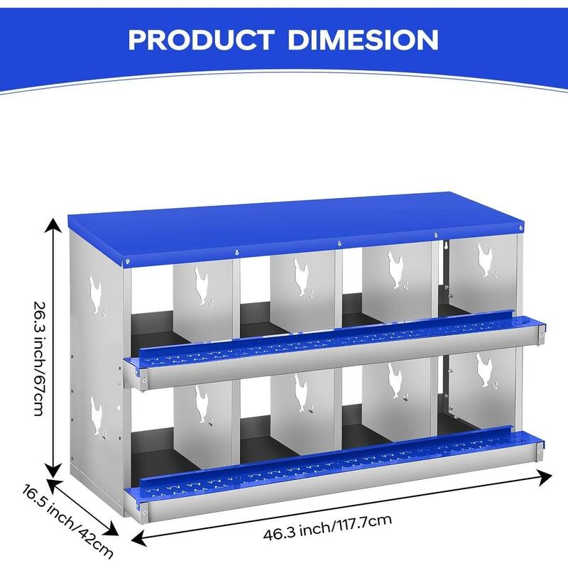8 Compartment Nesting Box, Chicken Laying Box, Easy to Clean and Install
