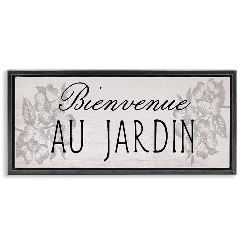 Stupell French Garden Welcome Framed Floater Canvas Wall Art Design By Lil' Rue - 31 x 14 - Black