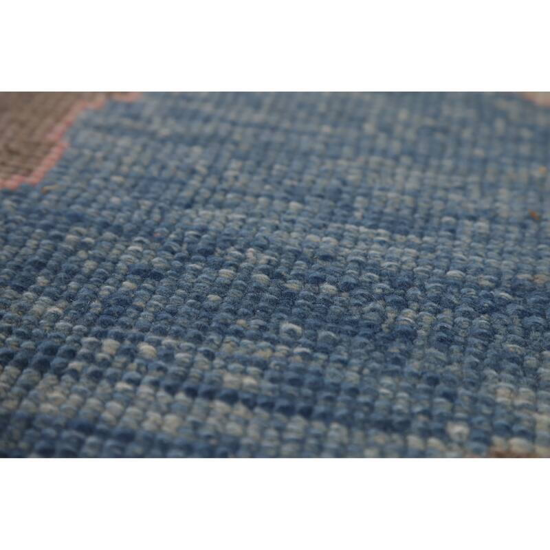 Hand Knotted Oriental 100% Wool Carpet Transitional Geometric Navy Blue & Blues Oushak Area Rug - 11' 0'' X 8' 4''