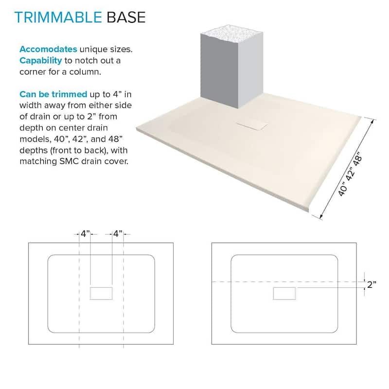 Transolid FZS5140C 51-3/16" x 39-3/8" Rectangular Shower Base with