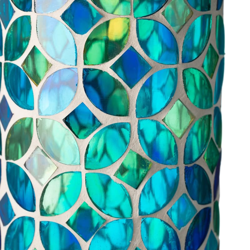 Glitzhome 20''H Tall Hanging Blue/Green Mosaic Birdfeeder