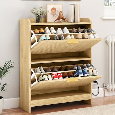 Moasis Shoe Cabinet Organizer with Air-Purifier and 2 Flip Drawer