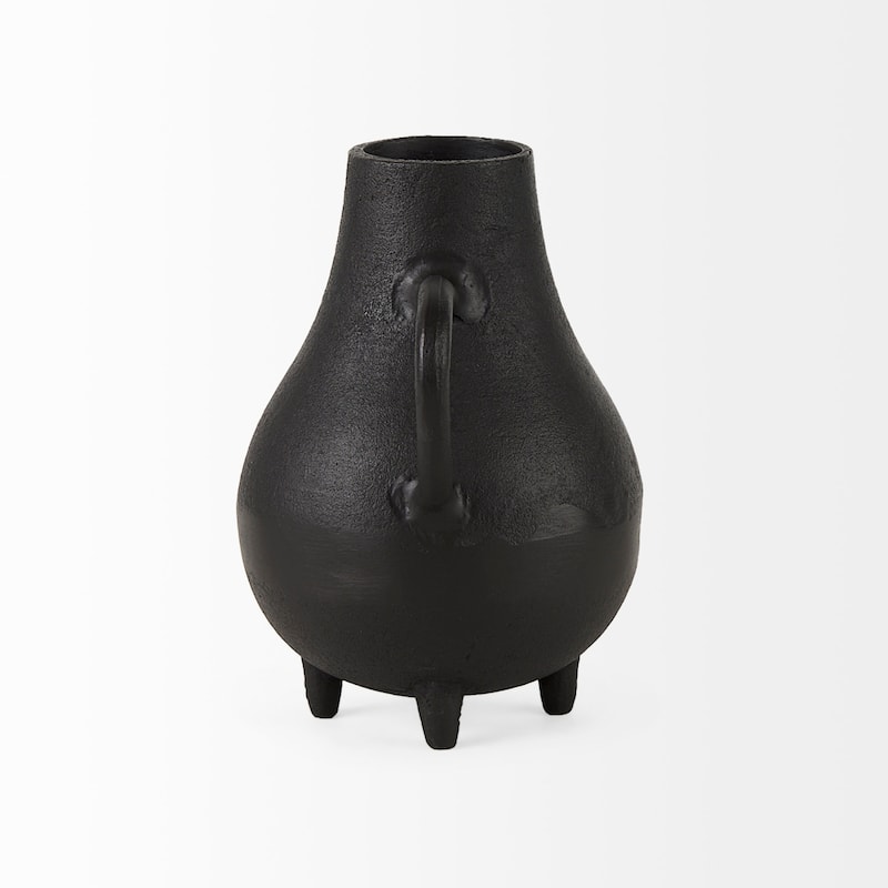 Cyrus 5.1L x 3.9W x 7.5H Black Spherical Vase W/ Flute Decorative Object