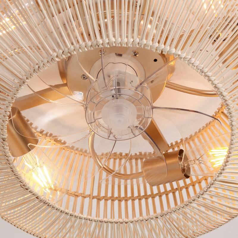 20" 4-Light Farmhouse Flush Mount Ceiling Fan with Light