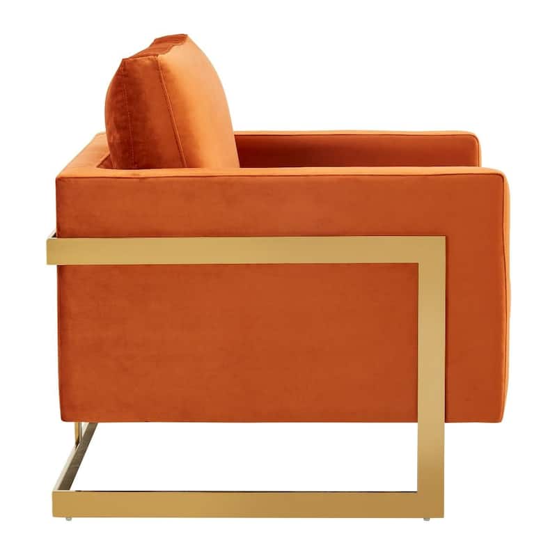 Lincoln Modern Velvet Upholstered Accent Designer Lounge Chair with Gold Frame for Living Room, Bedroom and Home Office - 34"