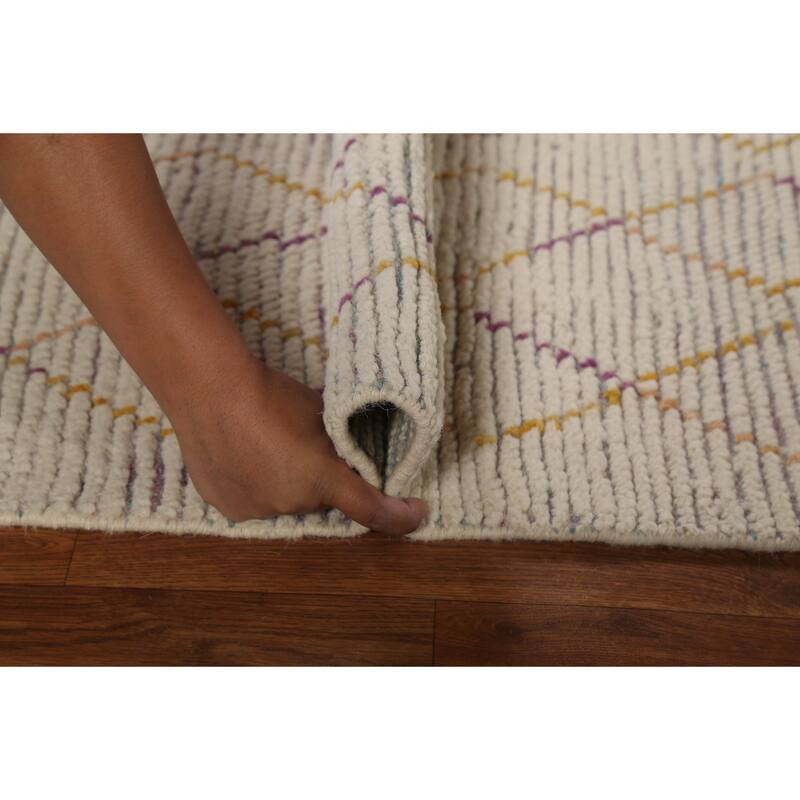 All-Over Trellis Moroccan Oriental Runner Rug Handmade Wool Carpet - 2'6"x 12'7"