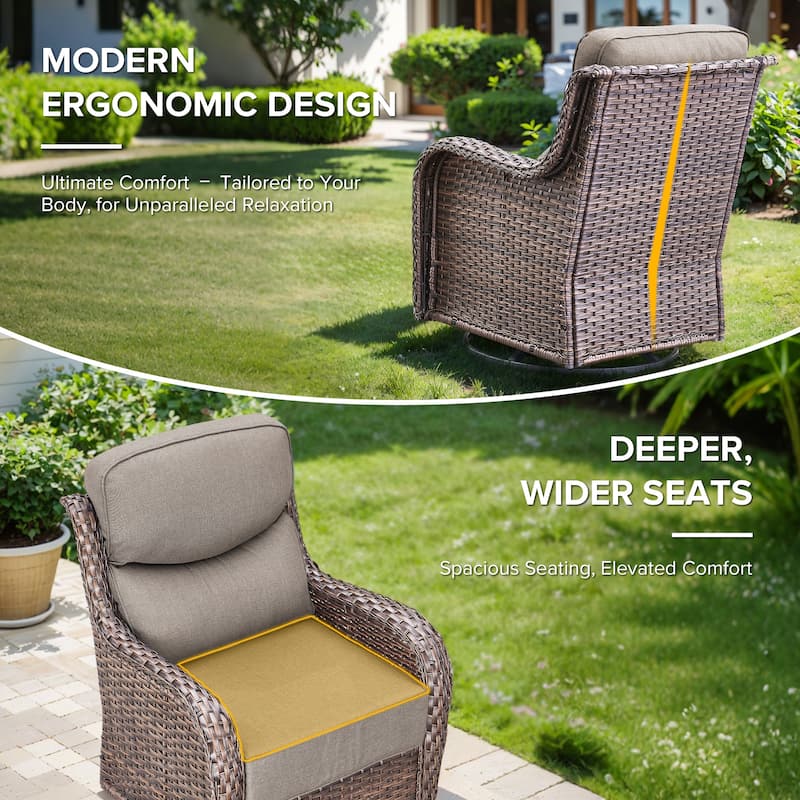 Gymojoy 5-Piece Patio Furniture Set with Swivel Glider Chairs, 6-Inch Ultra-Plush Cushions & Water-Resistant Olefin Fabric