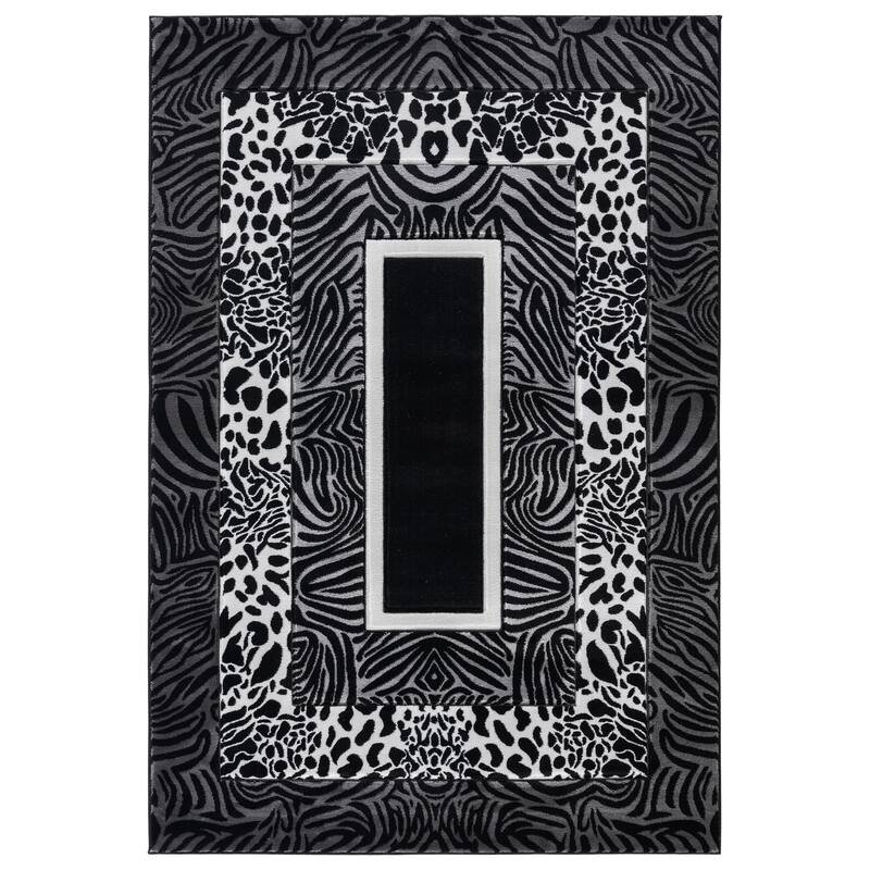 Orelsi Black/Grey Polyester Area Rug
