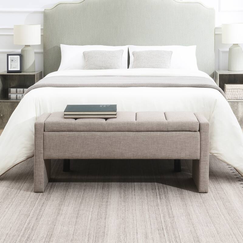 Modern Bed End Bench with Storage,Upholstered Large Foot Rest Stool, Comfy Window