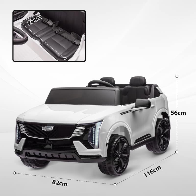 Licensed Cadillac IQ 2025 Kids Electric Ride-On Truck, 12V 10AH, 2-Seater with Remote Control, LED Lights, Music, and Horn