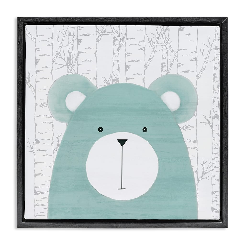 Stupell Whimsical Bear on Birch Framed Floater Canvas Wall Art Design By Kim Allen