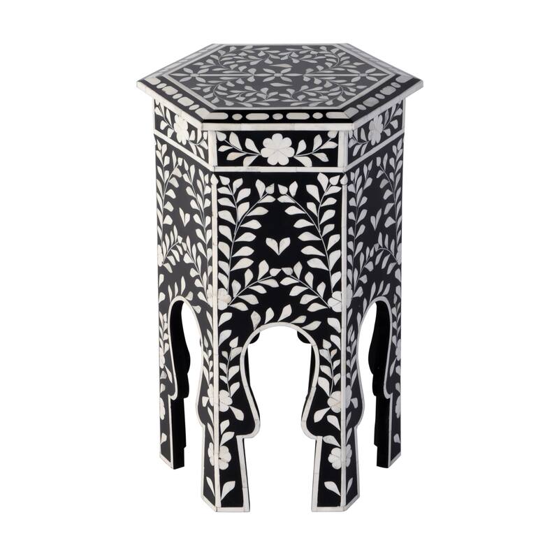Amaya 16 in. W Hexagon Bone Inlay Side Table