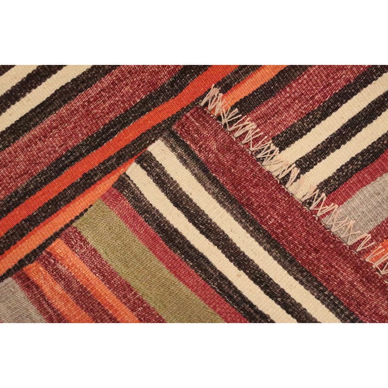 Hand Woven Oriental 100% Wool Carpet Southwestern Geometric Multi-Colored Kilim Area Rug - 10' 3'' X 5' 3''
