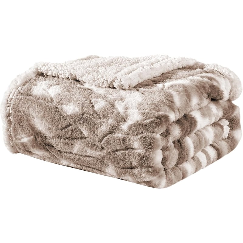 Alaska Imitation Fur Shaggy Plush Sherpa Throw Blanket (50" x 60")