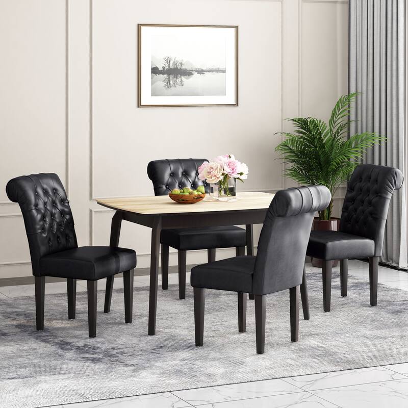 Elwood Tufted Rolltop Dining Chairs (Set of 4) by Christopher Knight Home