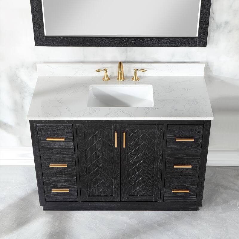 Altair Gazsi Bathroom Vanity with Composite Stone Countertop with Mirror
