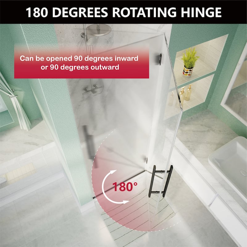 i-Homare 30 in.W x 72 in.H Frameless Pivot Shower Door, 5/16 in SGCC Frosted Tempered Glass