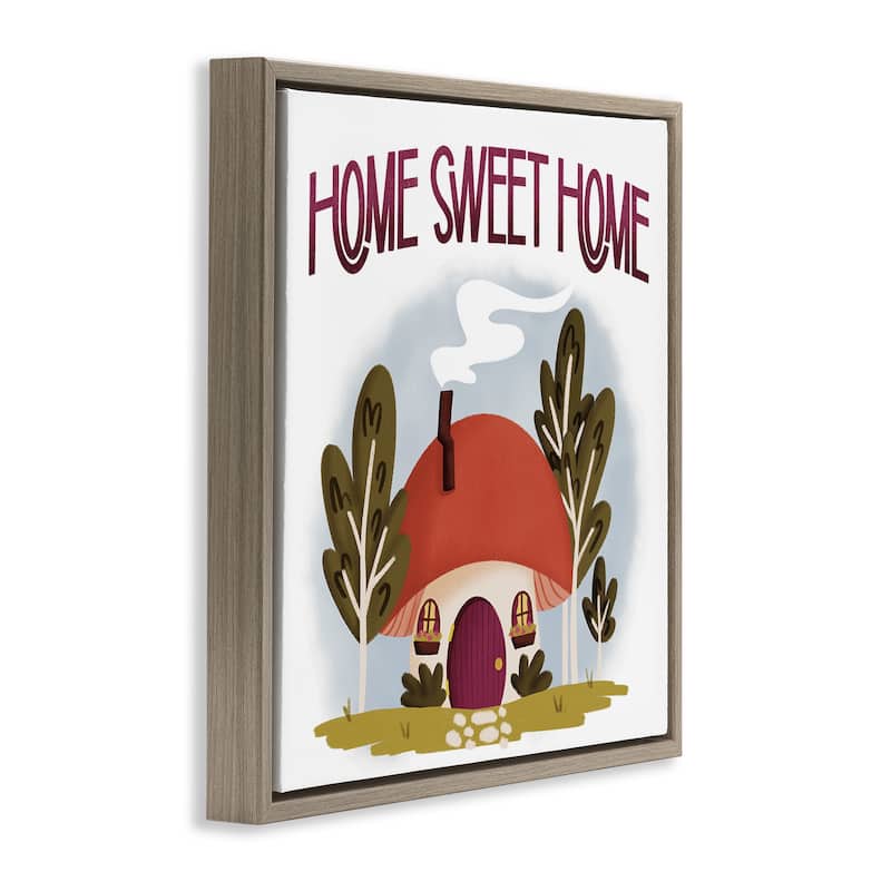 Stupell Sweet Home Mushroom Cottage Framed Floater Canvas Wall Art Design By Sarah Hickman