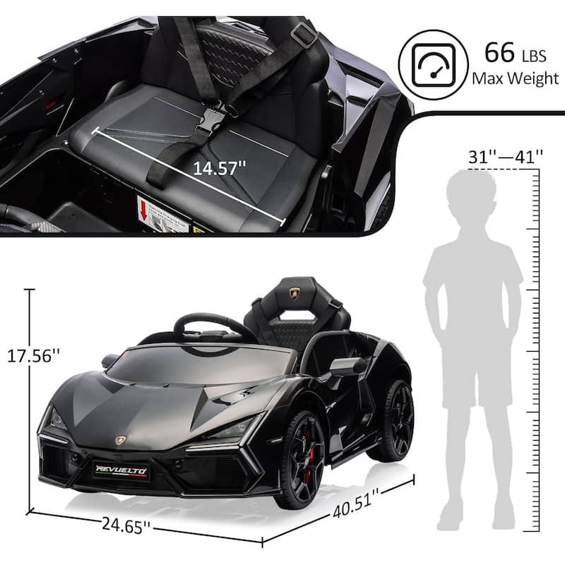 12V Kids Ride On Car, Licensed Lamborghini Revuelto Electric Car for Kids