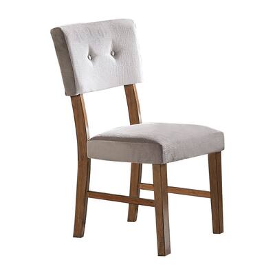 Brown/Gray Fabric Upholstered Wood Frame Dining Chair, Set of 2, Sturdy Dining Chair for Dining Rooms - 20.5