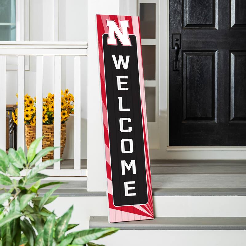 47" Porch Leaner Welcome Wall Sign, University of Nebraska - Black