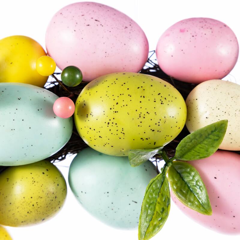 Glitzhome 18"D Easter Eggs Wreath for Front Door Wall Decoration