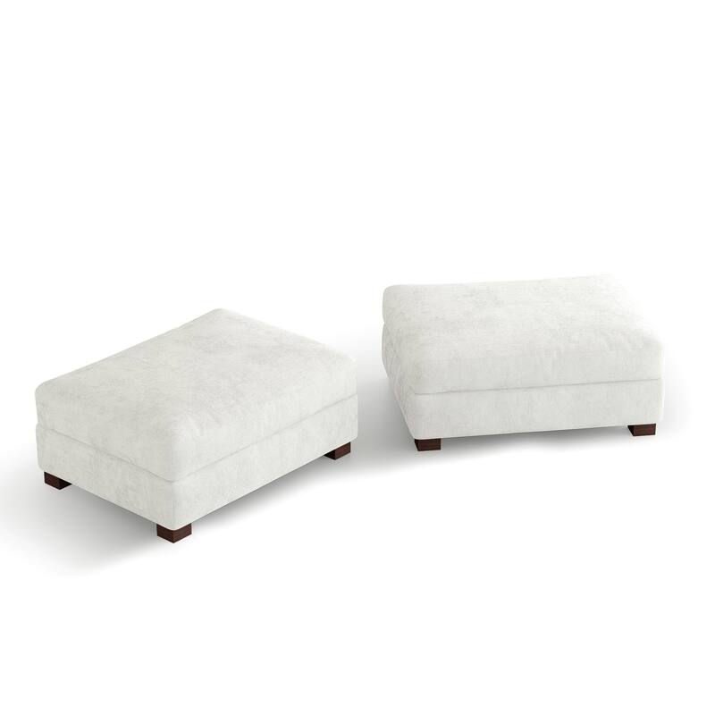 2 Set Modern 41" W Rectangle Chenille Ottoman