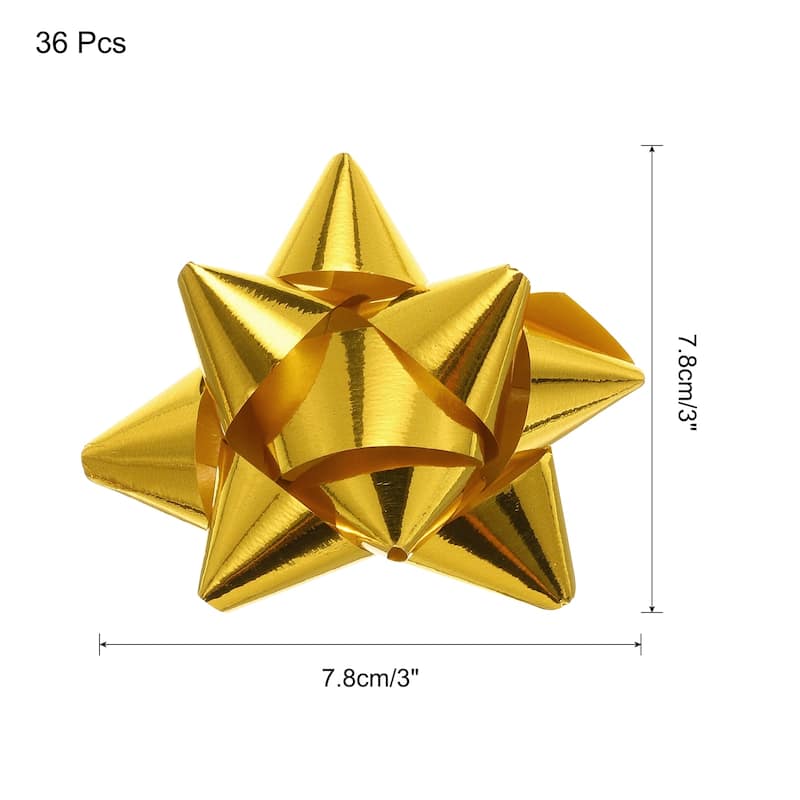 36pcs 3" Mini Star Gift Bows Metallic Christmas Bows for Gift Wrapping - Gold