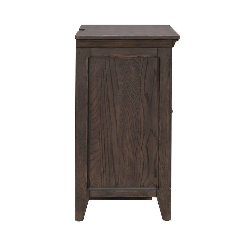 Paradise Valley Saddle Brown 2 Door Bedside Chest Charging Station