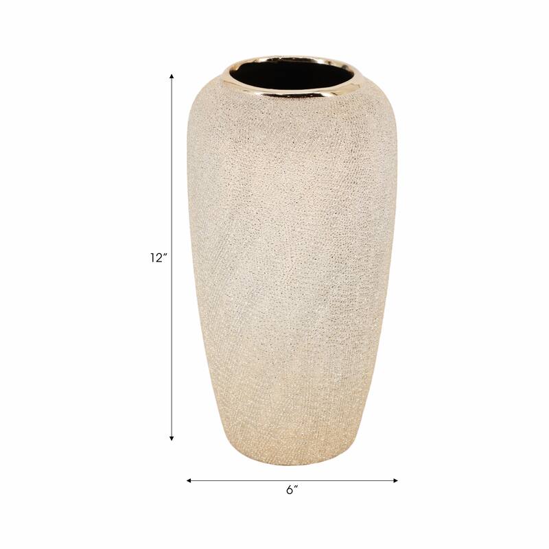 Ceramic Teardrop Textured Surface Vase - Silver