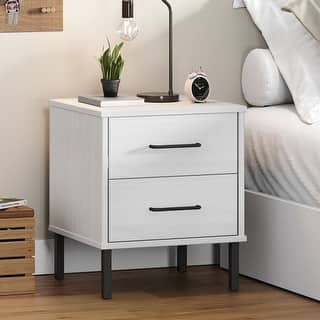 vidaXL Nightstand Storage Bedside Table with 2 Drawers Solid Pine Wood OSLO