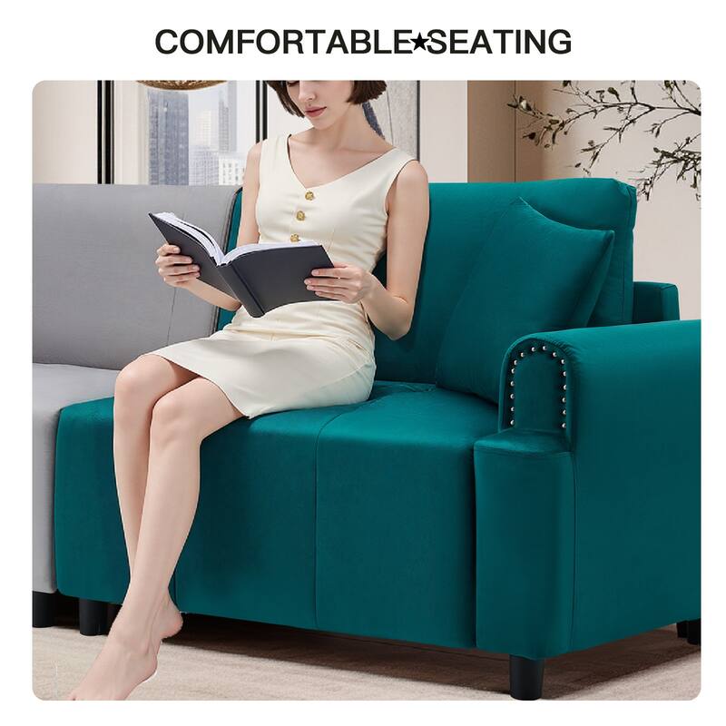 Pocassy 87" Sectional Sofa Modular Deep Seat Sofa Couch