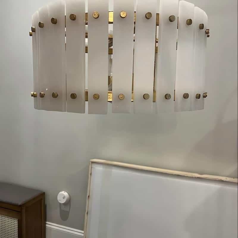 Gold Vintage Imitation Marble 4-Light Drum Semi-Flush Mount Ceiling Light - 17.72-inch W x 12.8-inch H