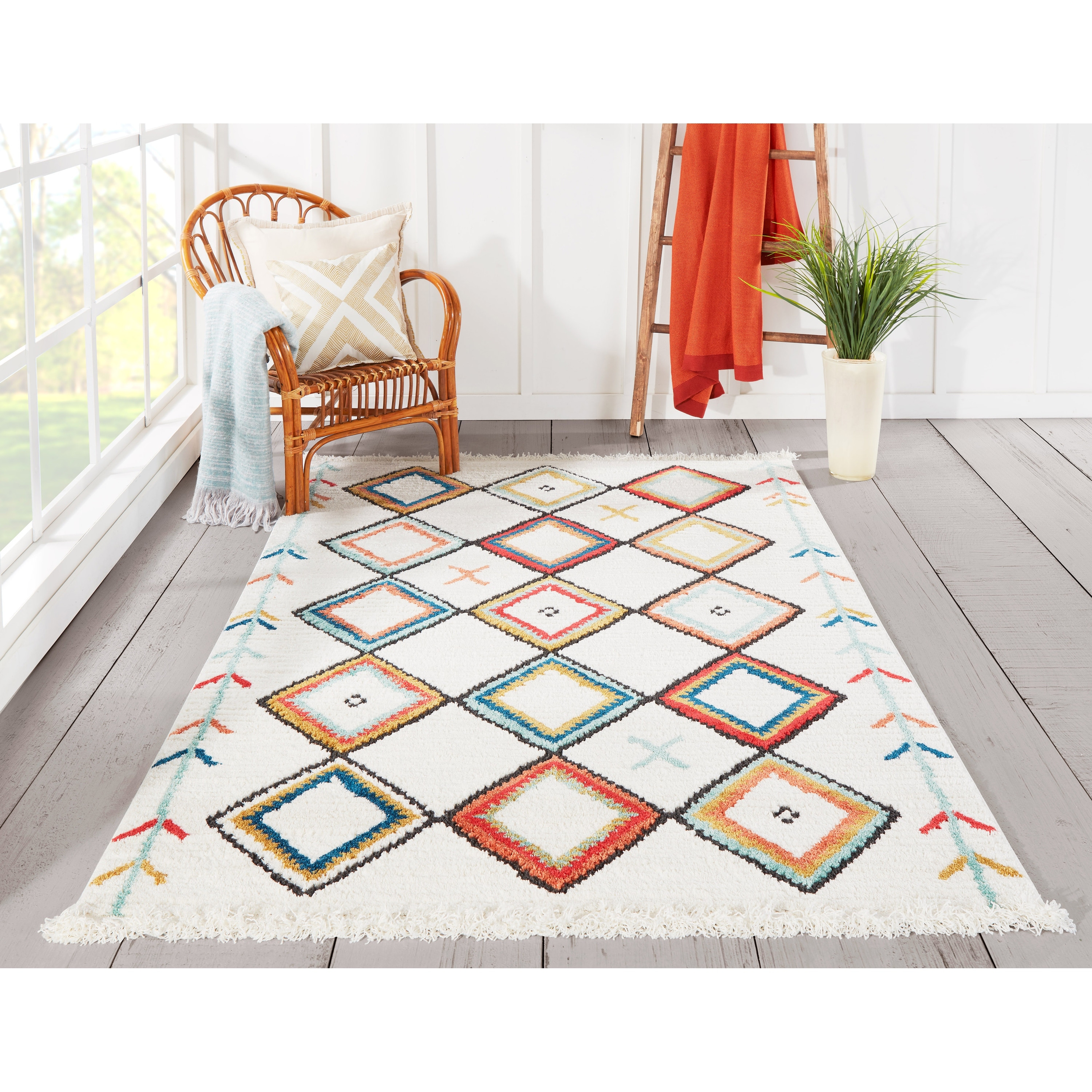 Momeni Monaco Trellis Pattern Polyester Blend Contemporary Area Rug