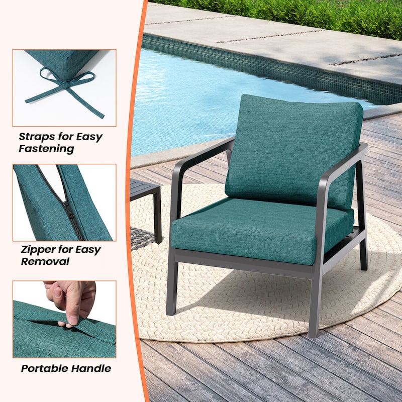 24''x24'' Outdoor Patio Seat Cushion Set with Removable Cover