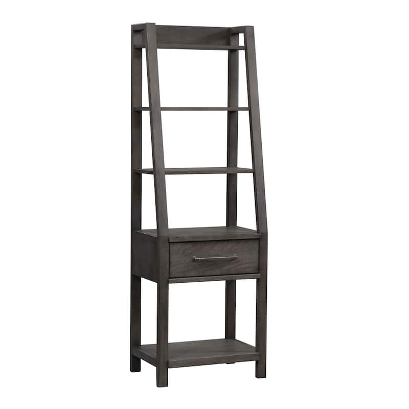 Modern Farmhouse Dusty Charcoal Distressed Leaning Bookcase