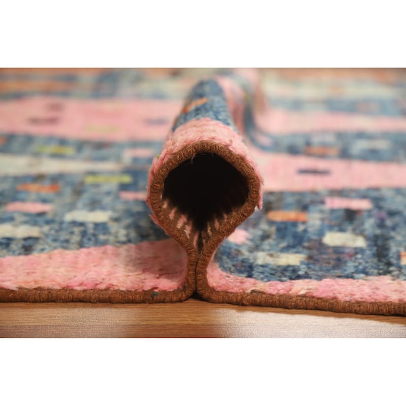 Geometric Moroccan Area Rug Handmade Tribal Wool Carpet - 6'7" x 9'7"