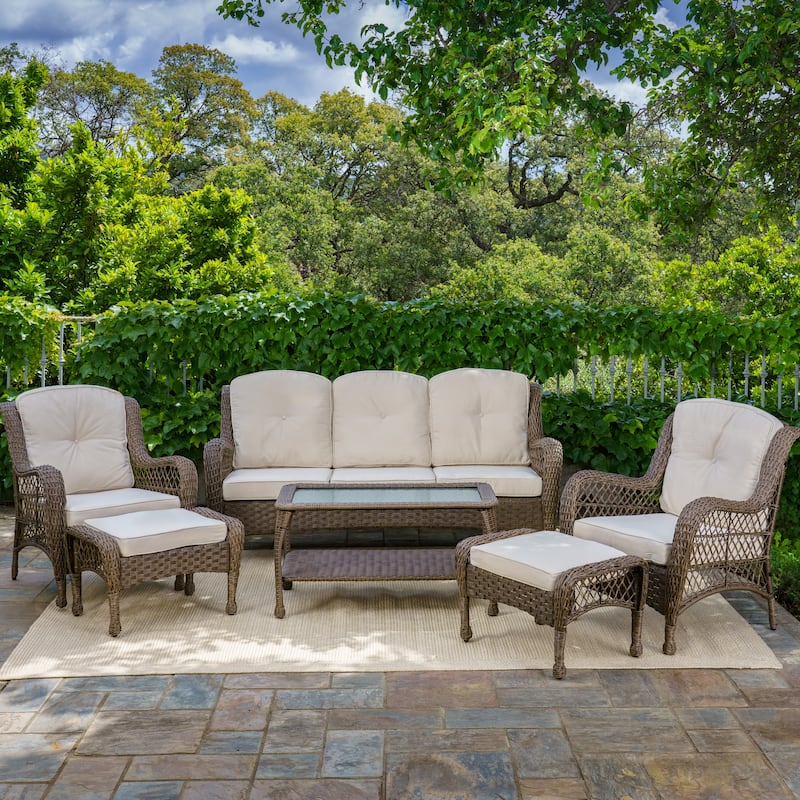 Rio Vista Sandstone Outdoor Wicker Patio Sofa Set (6-Piece)