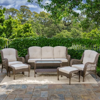 Rio Vista Sandstone Outdoor Wicker Patio Sofa Set (6-Piece)