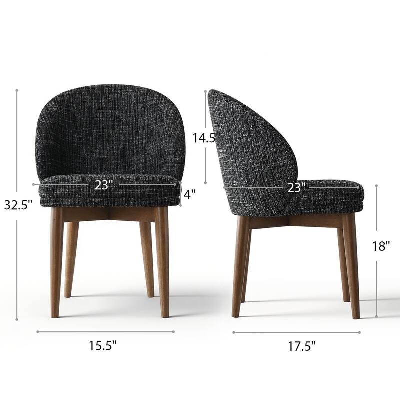 Upholstered Barrel Dining Chair With Walnut Legs (Set of 2)