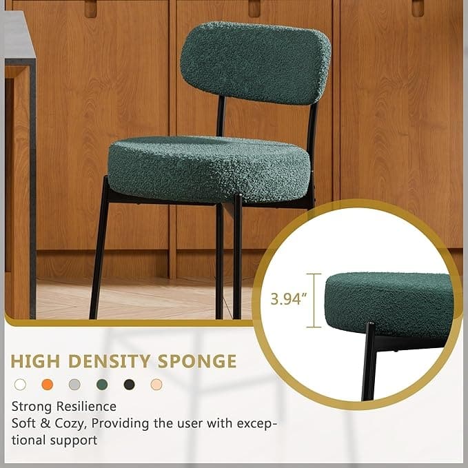 XINMICS 24 Inches Modern Counter Height Bar Stools with Curved Back Metal Legs, Upholstered Boucle Barstools, Set of 2/3/4