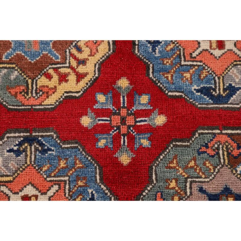 All-Over Red Kazak Oriental Area Rug Hand-Knotted Wool Carpet - 6'7" x 9'7"