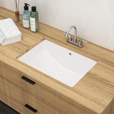 Rectangular Undermount Bathroom Sink with Overflow