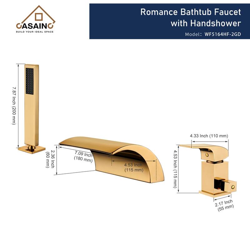 Single-Handle Tub-Mount Roman Tub Faucet with Hand Shower