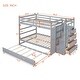 preview thumbnail 3 of 7, Full Over Full Bunk Bed with Stairs, Trundle & 4 Storage Drawers, Grey