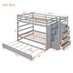preview thumbnail 4 of 10, Full Over Full Bunk Bed with Twin Trundle & Stairs, Wood Bunk Beds with Storage Drawers & Guardrail for Kids Teens Adults, Grey