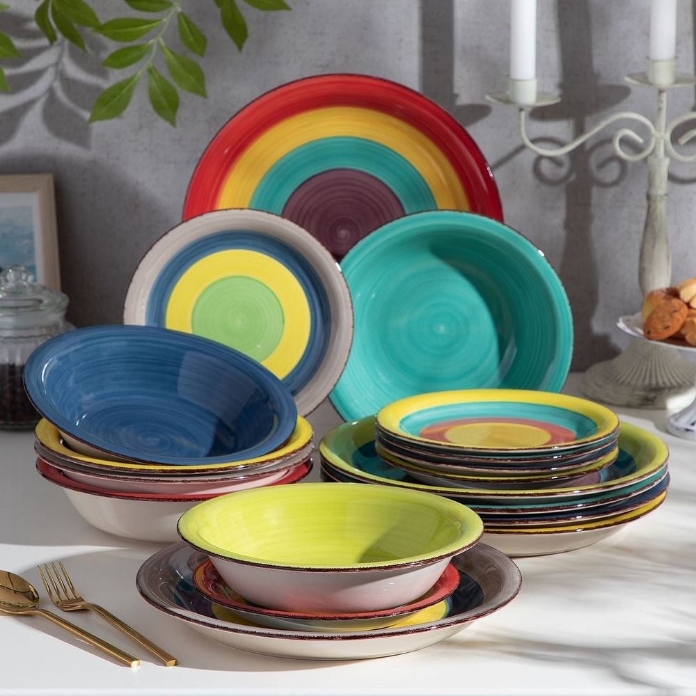 Basics 18-Piece Kitchen Dinnerware Set, Plates, Dishes, Bowls,  Service for 6 - White: Dinnerware Sets 