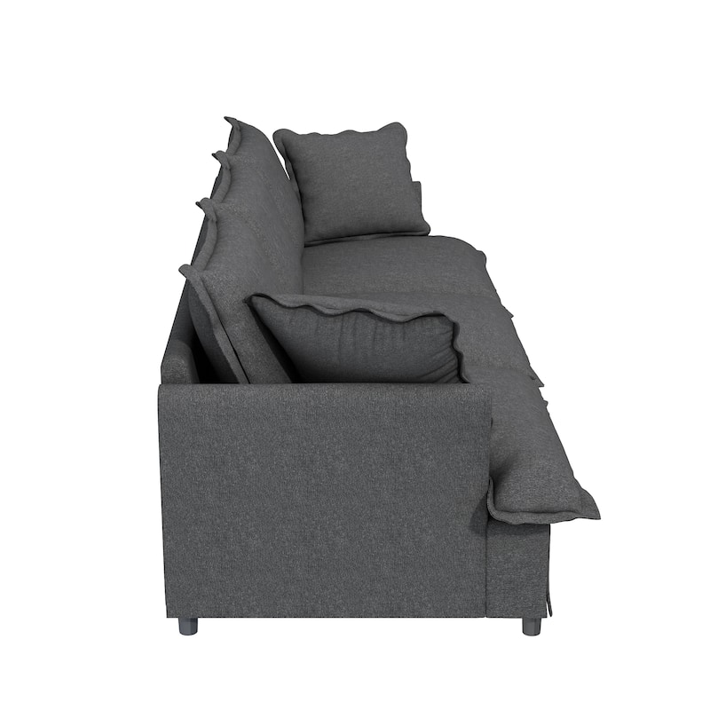 94" Chenille 3-Seater Sofa Modular Sectional with Pocket Springs & 2 Throw Pillows