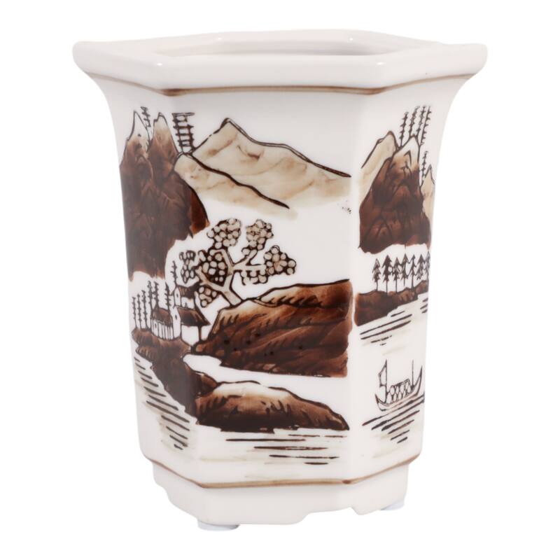 Modern Chinoiserie Ceramic Candle - Sage and Eucalyptus Scented