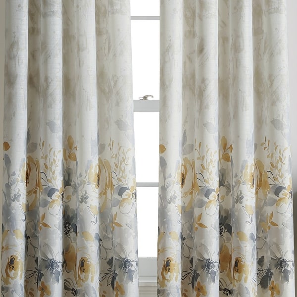 Watercolor Floral Flip Over Rod Pocket Single Curtain Panel Overstock 23540992